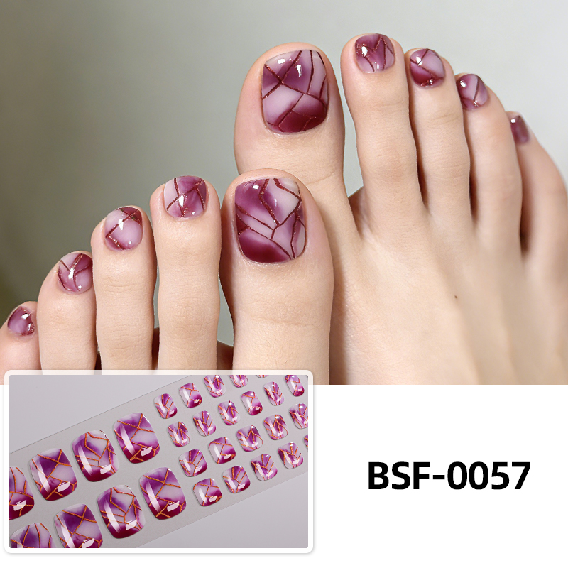 Full Cover Adhesive - 34tips Sommer Farbverlauf Marmor UV-freie Gel-Zehennagelsticker
