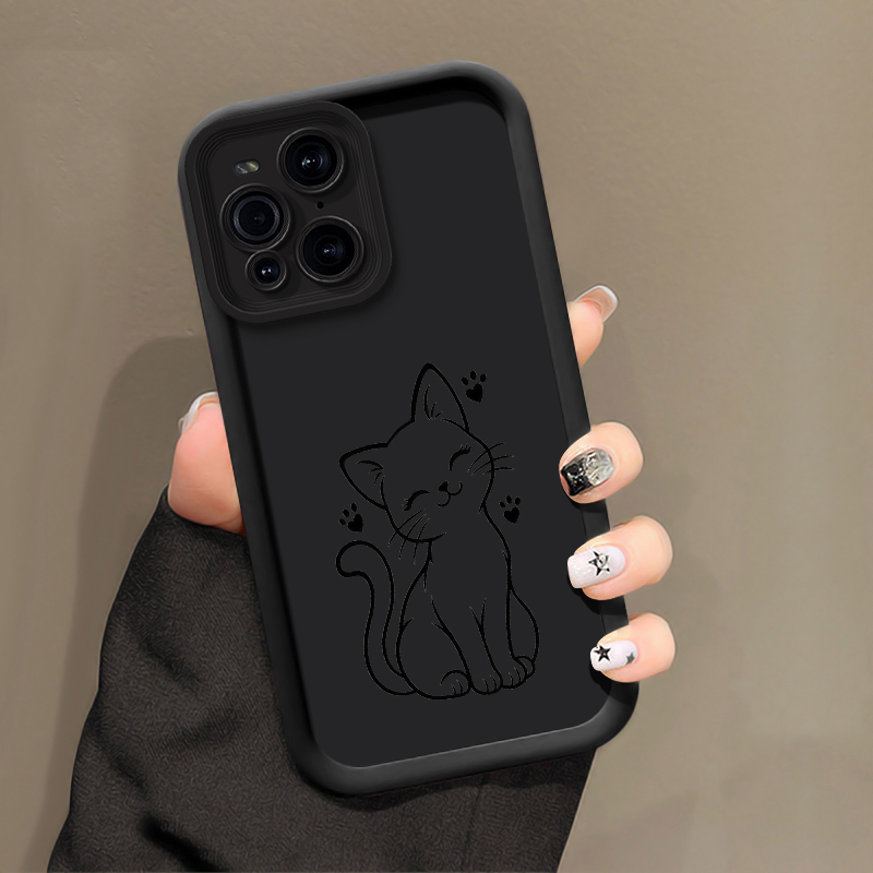 Oppo Find X8 - Zeichnung, Skizze, Linienmuster, Katze, Handyhülle für