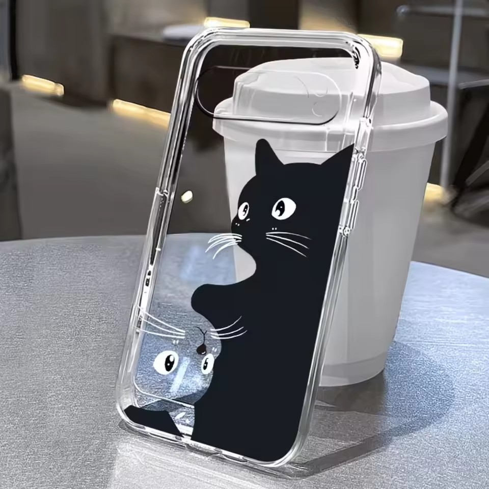 Google Pixel 8A - Heißes Kawaii-Cartoon-Schwarzkatzenmuster Klare Weiche Hülle für