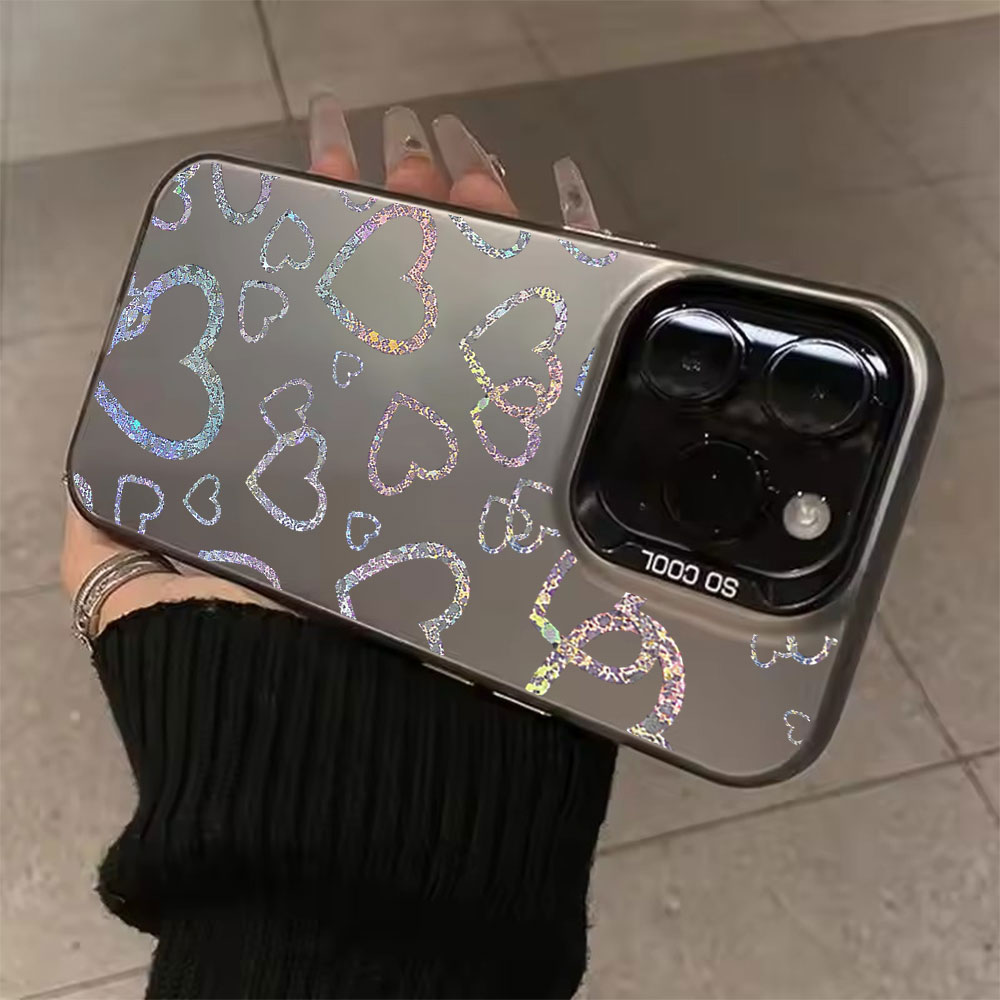Apple Iphone 15 - Bunte Hartschalenhülle mit Herzmuster für iPhone