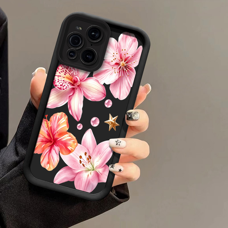 Oppo Find X8 - Handyhülle mit rosa Lilienmuster für OPPO
