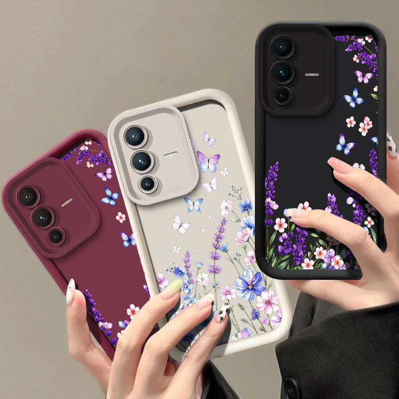 Vivo V40 - Lavendel-Schmetterlingsmuster-Handyhülle für Vivo V70 FE V60